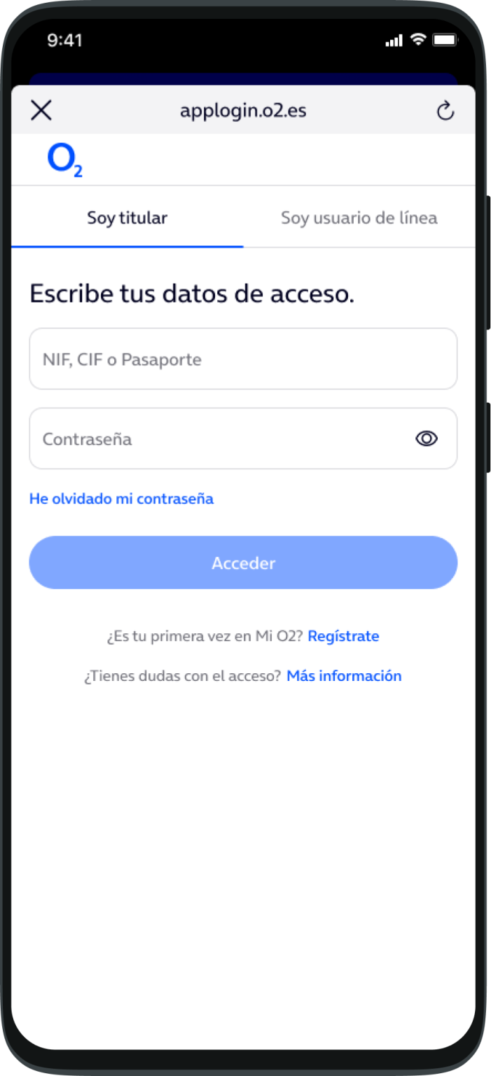 O2 Interface After Login ¿Cómo me puedo registrar en la app Mi O2? | O2 Ayuda
