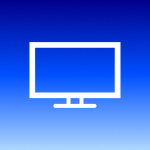 Icono azul y blanco de un televisor, representando Chromecast - Google TV.