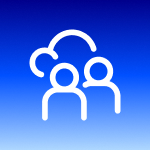 Icono de nube sobre un fondo azul, representando la recuperación de contactos de la agenda.