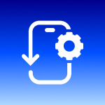 Icono azul y blanco con un engranaje y un teléfono, representando la configuración de VPN en dispositivos móviles.